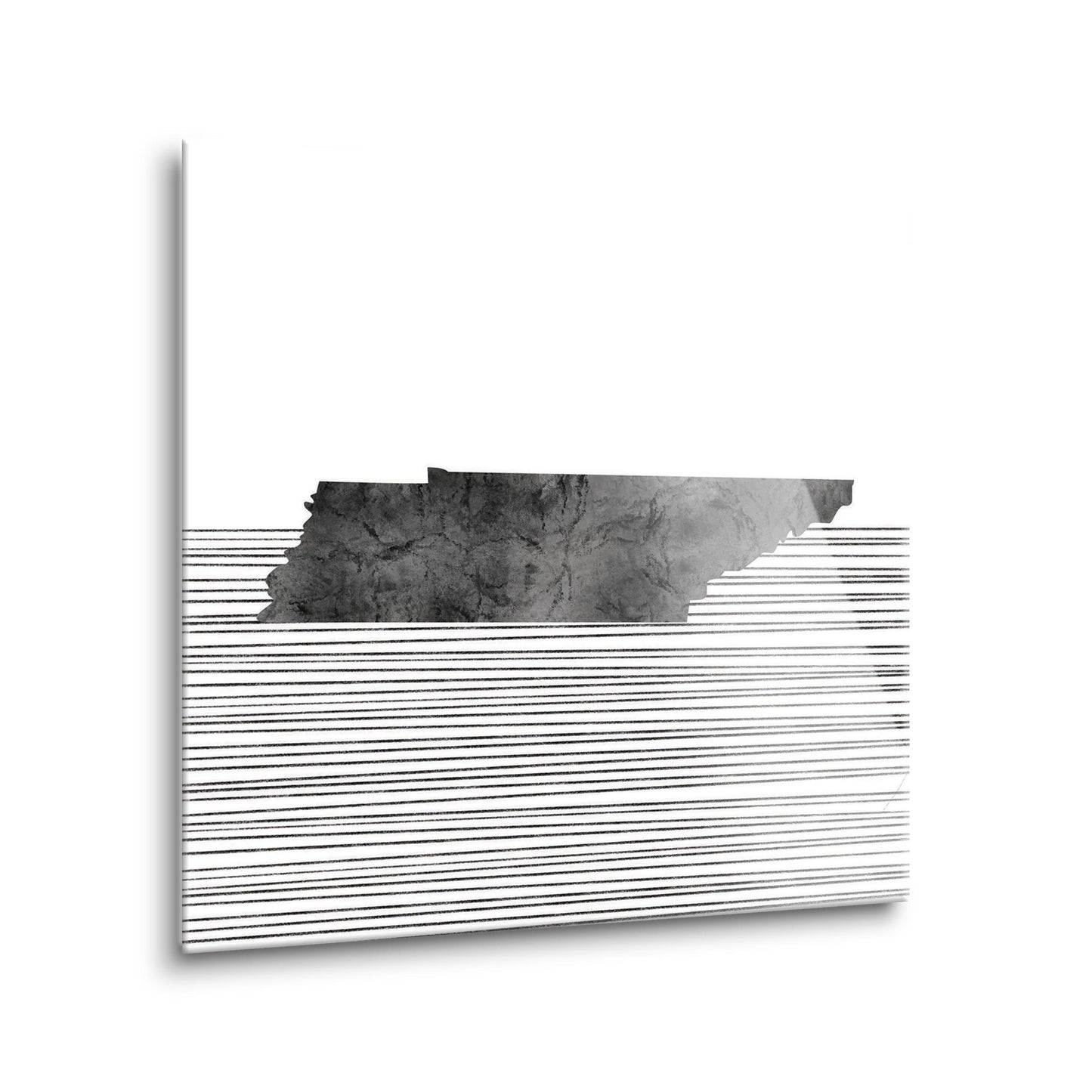 Minimalist B&W Tennessee State With Straight Lines | Hi-Def Glass Art | Eaches | Min 2
