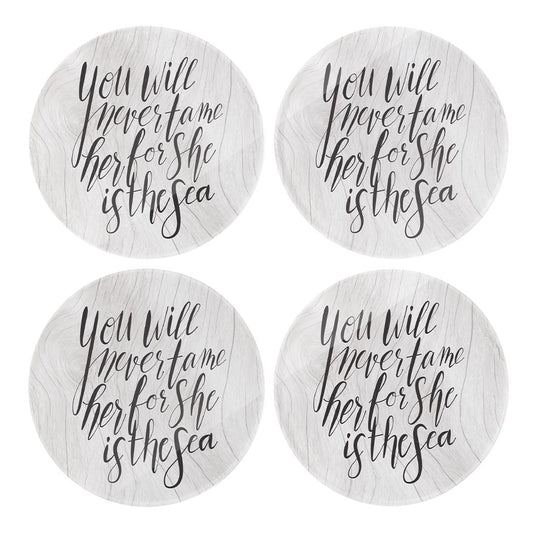 New England Calligraphy Saying | Hi-Def Glass Coasters | Set of 4 | Min 2