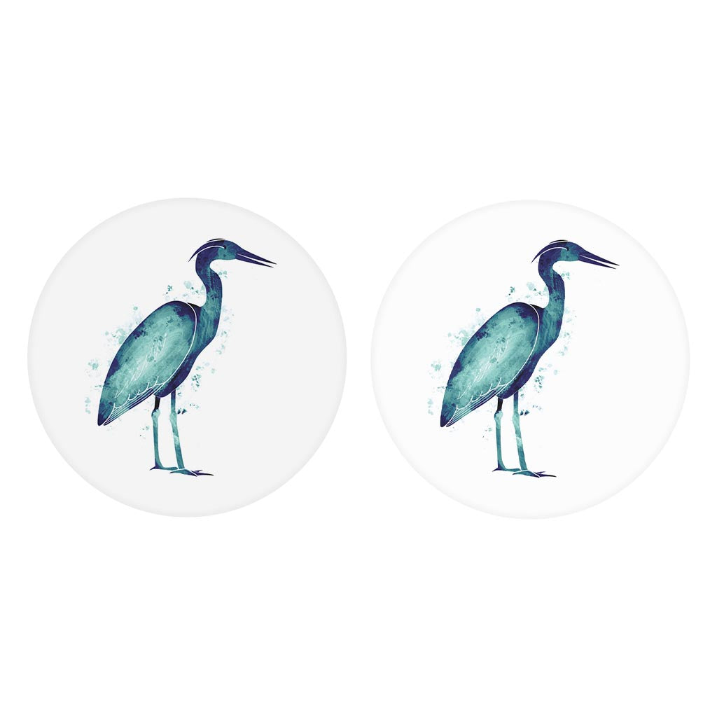 East Coast Water Color Heron | Absorbent Car Coasters | Set of 2 | Min 4