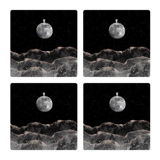 Tiny Moon Man | Absorbent Coasters | Set of 4 | Min 2