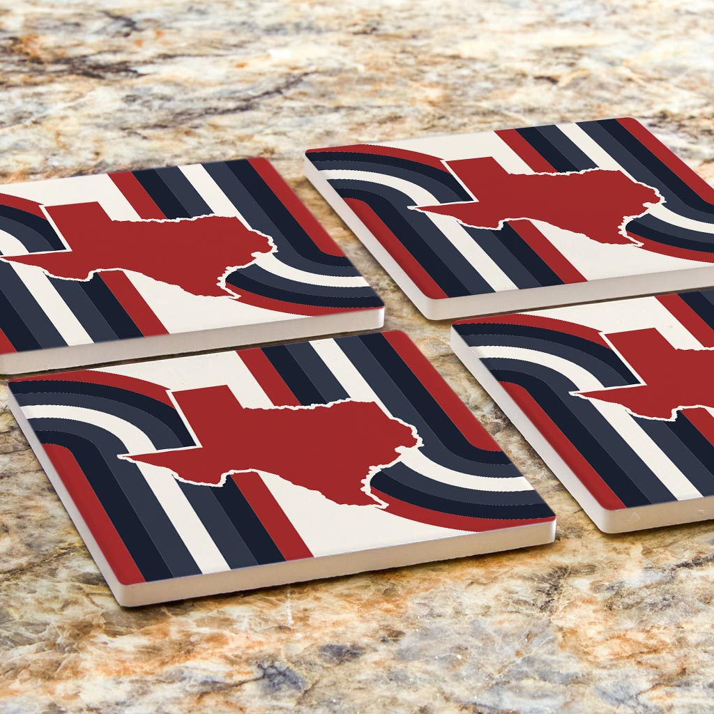 Modern Minimalist Texas Colors Retro Shape | Absorbent Coasters | Set of 4 | Min 2