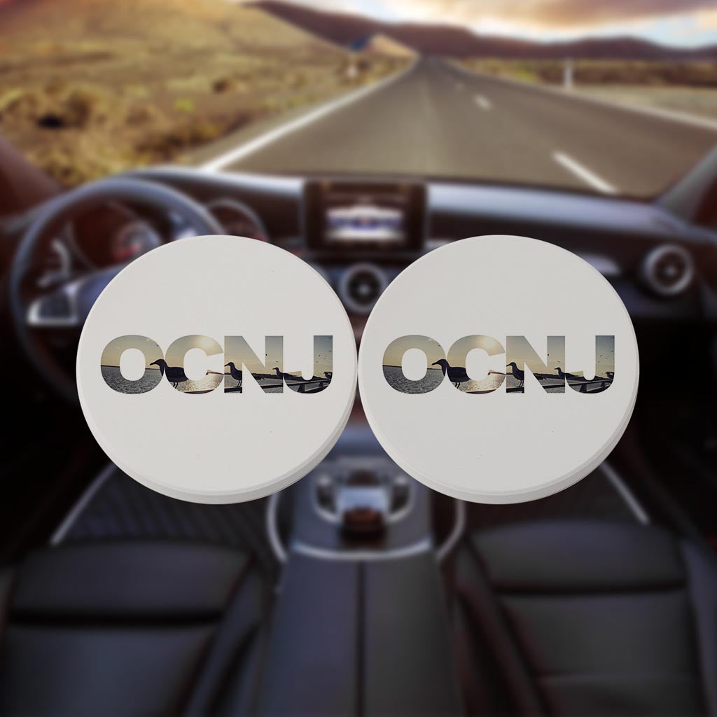 OCNJ Photo With Text | Absorbent Car Coasters | Set of 2 | Min 4