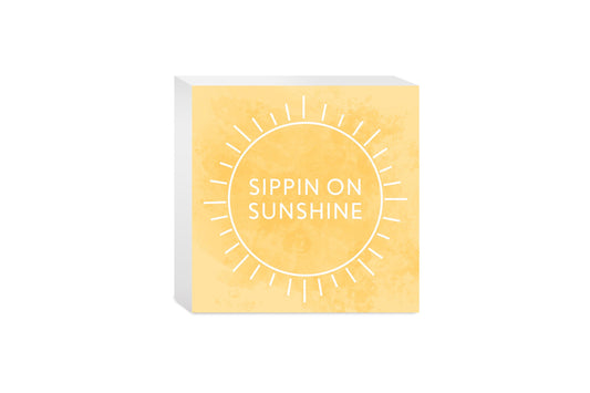 Sippin On Sunshine Yellow | Wood Block | Eaches | Min 4