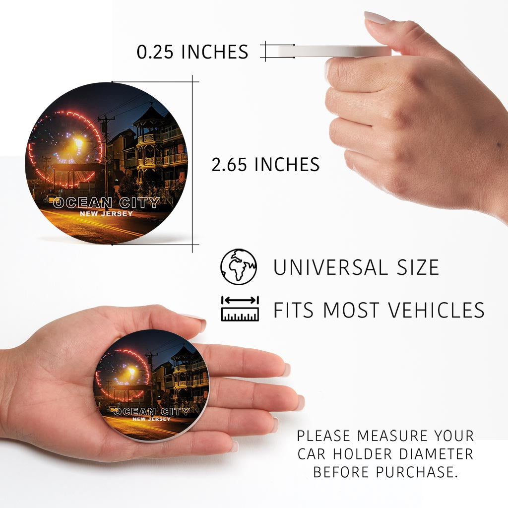 OCNJ Photo With Text | Absorbent Car Coasters | Set of 2 | Min 4