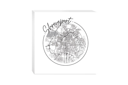 Modern Louisiana Shreveport Circle Map | Wood Block | Eaches | Min 2