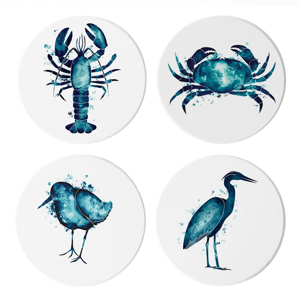 New England Water Color Animals| Absorbent Coasters | Set of 4 | Min 2