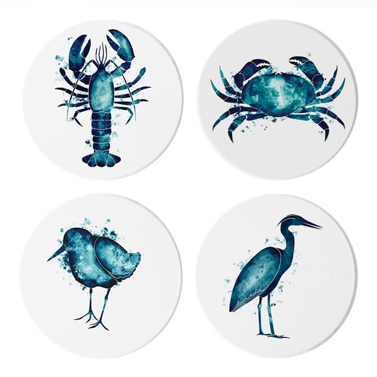 New England Water Color Animals| Absorbent Coasters | Set of 4 | Min 2