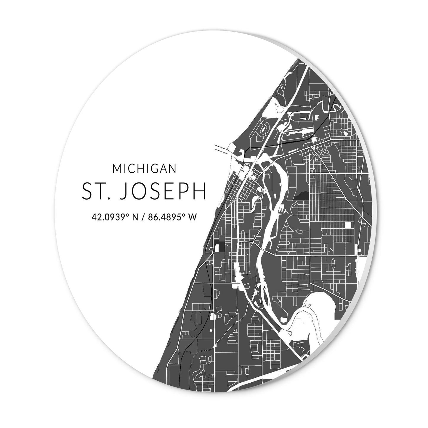St Joseph Black And White Map| Wood Sign | Eaches | Min 1