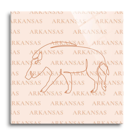 Modern Minimalist Arkansas Hog Line Drawing | Hi-Def Glass Art | Eaches | Min 1