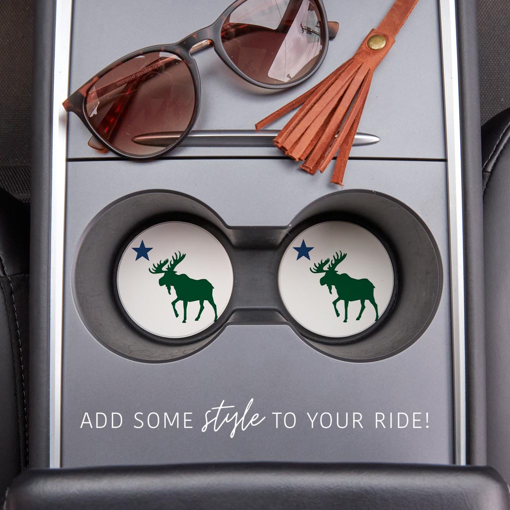 New England Star And Moose | Absorbent Car Coasters | Set of 2 | Min 4