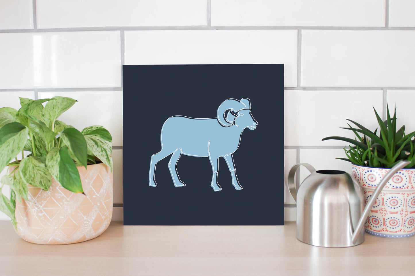 Blue Shades North Carolina Ram Line Drawing | Wood Sign | Eaches | Min 2