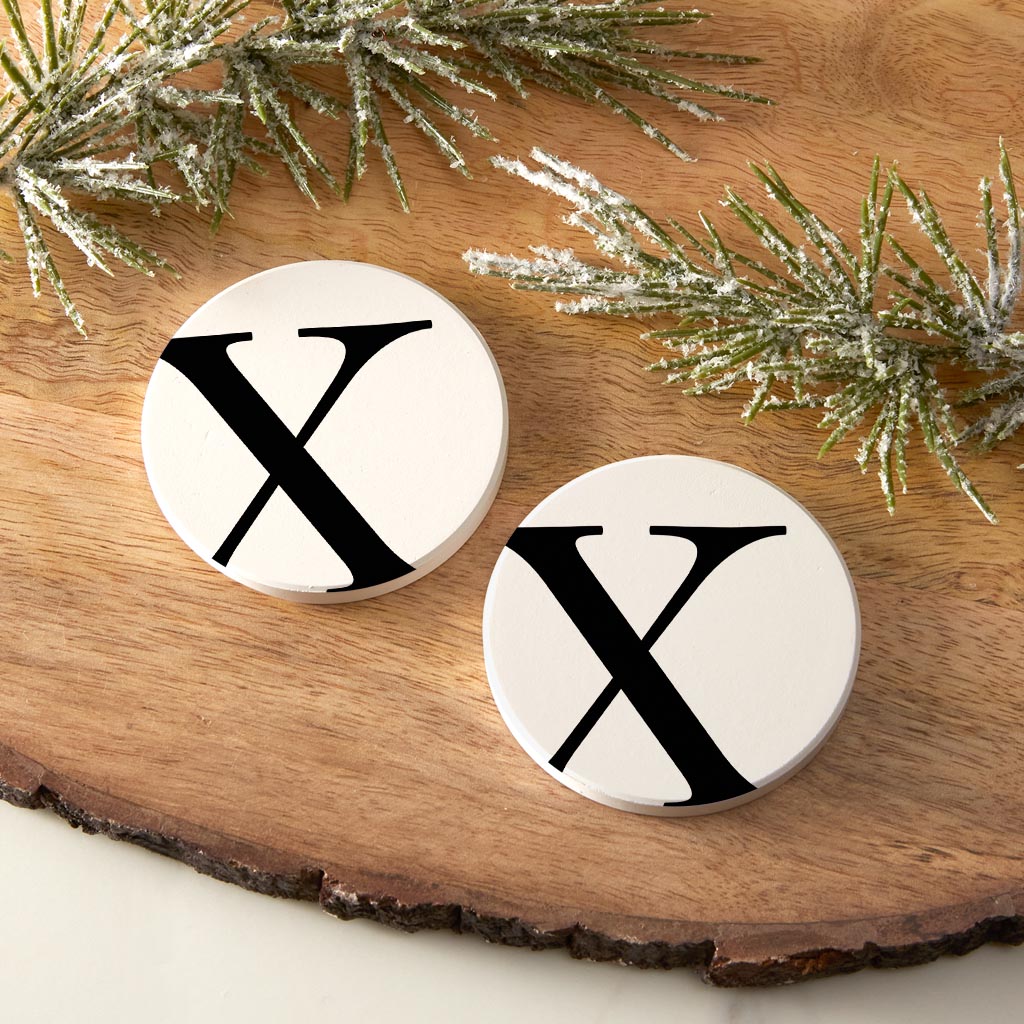 Minimalist Monogram X Circle | Absorbent Car Coasters | Set of 2 | Min 4