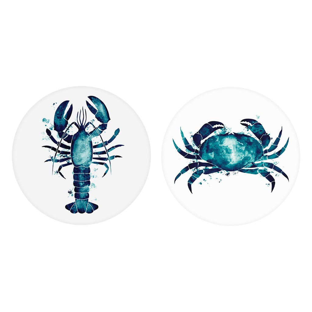 New England Water Color Crab Lobster| Absorbent Car Coasters | Set of 2 | Min 4
