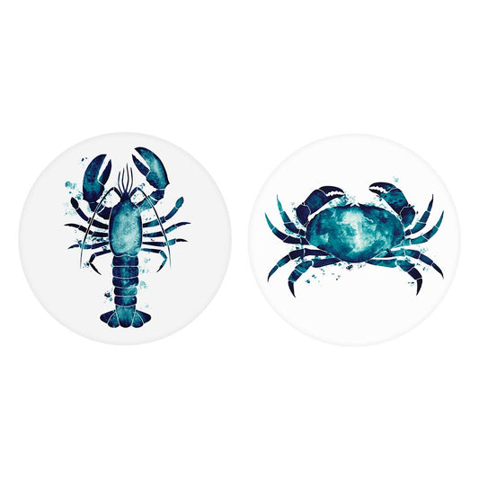 New England Water Color Crab Lobster| Absorbent Car Coasters | Set of 2 | Min 4