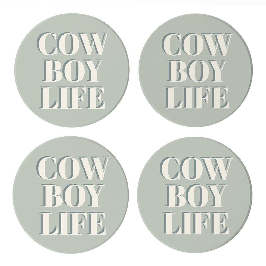 Modern Minimalist Oklahoma Cowboy Life | Absorbent Coasters | Set of 4 | Min 2