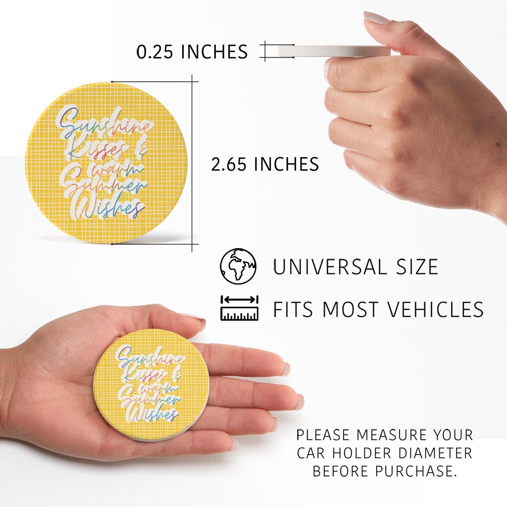 Sunshine Kisses Warm Summer Wishes| Absorbent Car Coasters | Set of 2 | Min 4