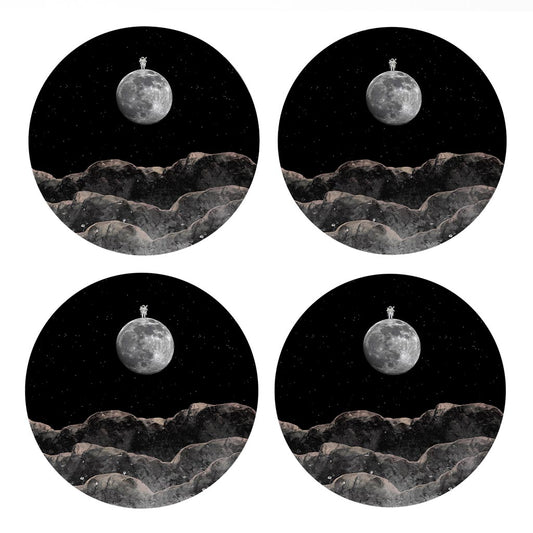 Tiny Moon Man | Absorbent Coasters | Set of 4 | Min 2