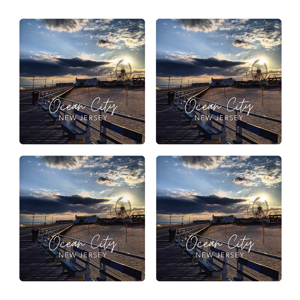 OCNJ Photo With Text | Absorbent Coasters | Set of 4 | Min 2