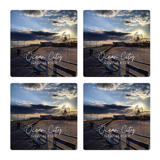 OCNJ Photo With Text | Absorbent Coasters | Set of 4 | Min 2