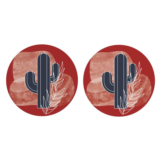 Modern Minimalist Texas Colors Cactus| Absorbent Car Coasters | Set of 2 | Min 4