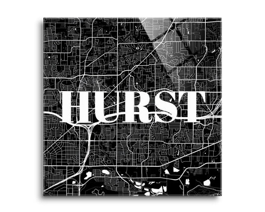 Minimalistic B&W Texas Hurst Map | Hi-Def Glass Art | Eaches | Min 2