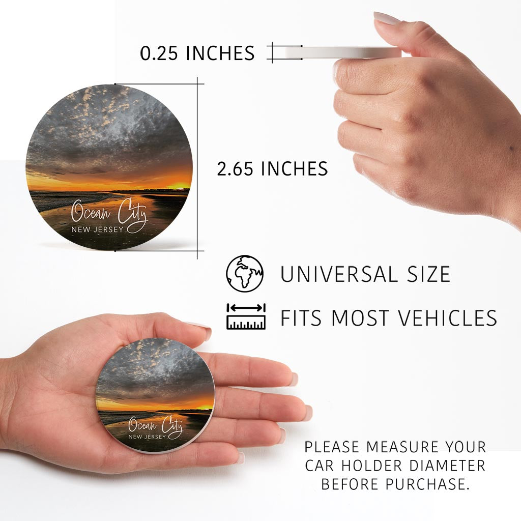 OCNJ Photo With Text | Absorbent Car Coasters | Set of 2 | Min 4