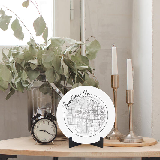 Minimalist B&W Arkansas Bentonville Circle Map | Wood Sign | Eaches | Min 1