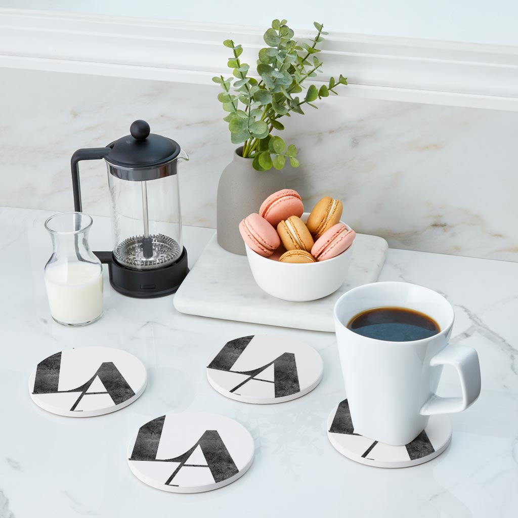 Modern White Louisiana Initials | Absorbent Coasters | Set of 4 | Min 2