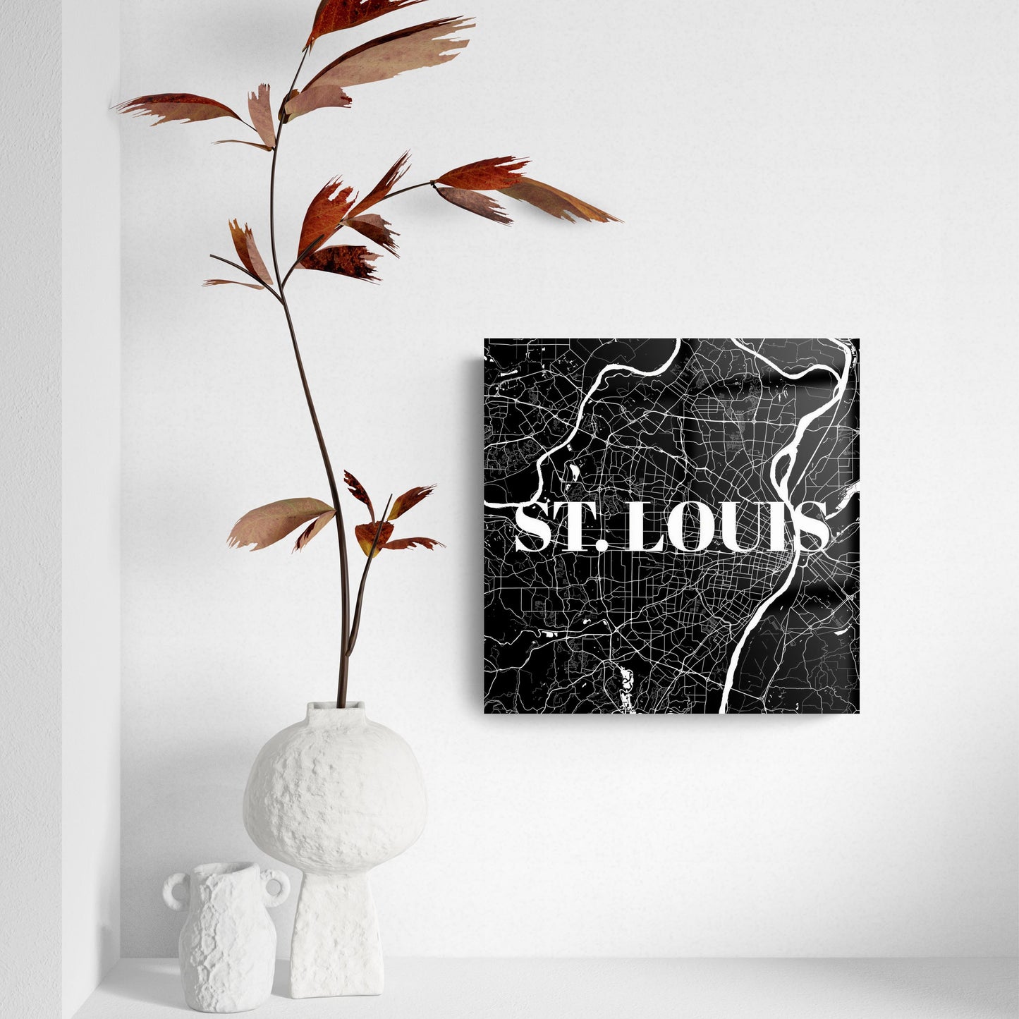 Minimalist B&W Missouri St Louis Map | Hi-Def Glass Art | Eaches | Min 2