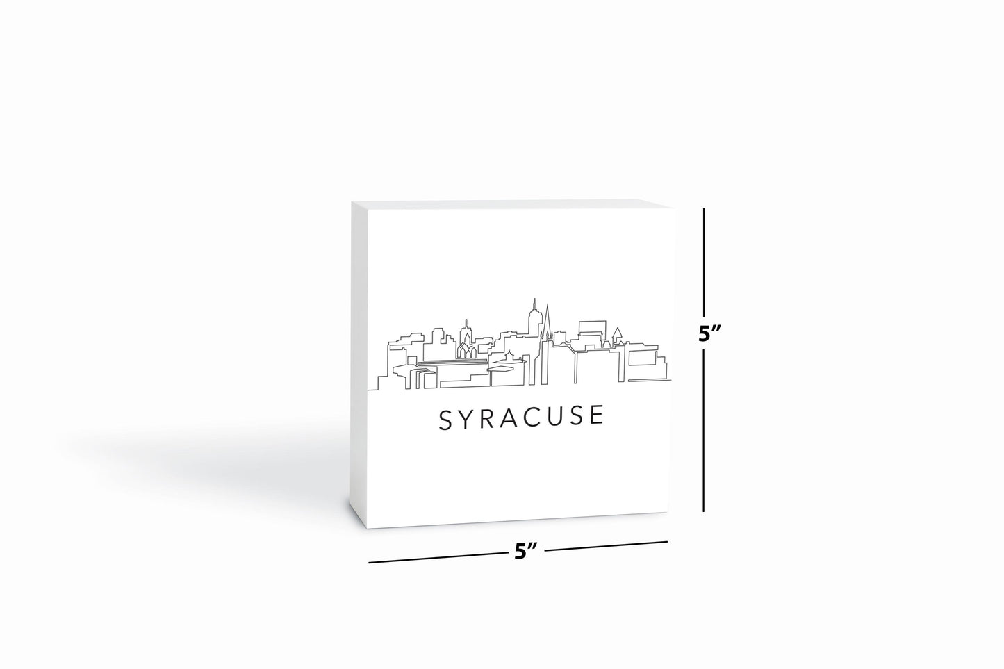 Minimalistic B&W New York Syracuse Skyline | Wood Block | Eaches | Min 4