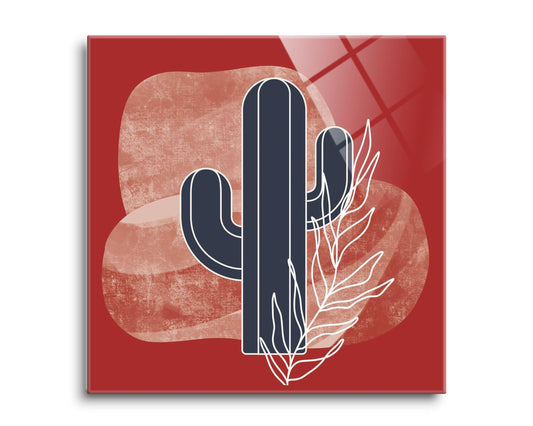 Modern Minimalist Texas Colors Cactus | Hi-Def Glass Art | Eaches | Min 2