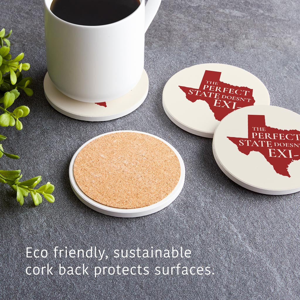 Modern Minimalist Texas Colors Perfect State | Absorbent Coasters | Set of 4 | Min 2