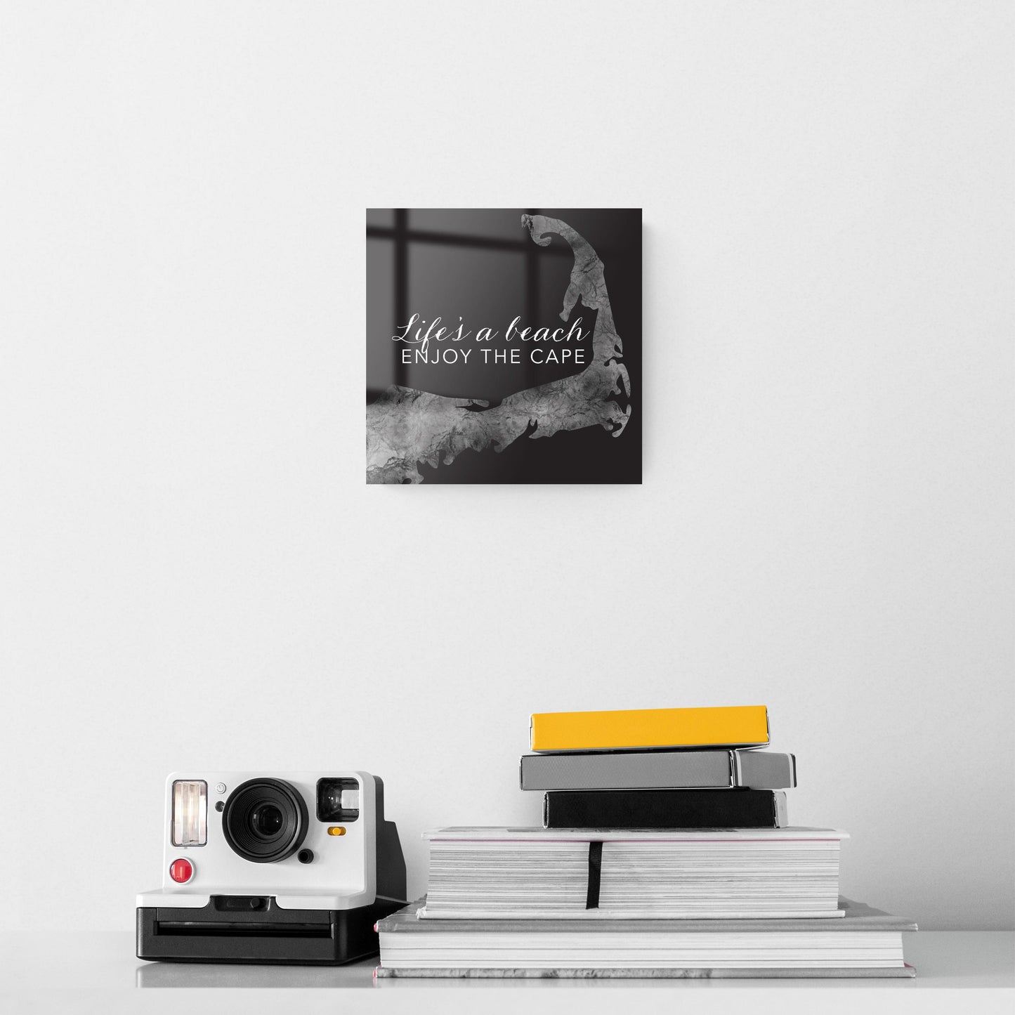 Minimalistic B&W Cape Cod Lifes A Beach | Hi-Def Glass Art | Eaches | Min 2