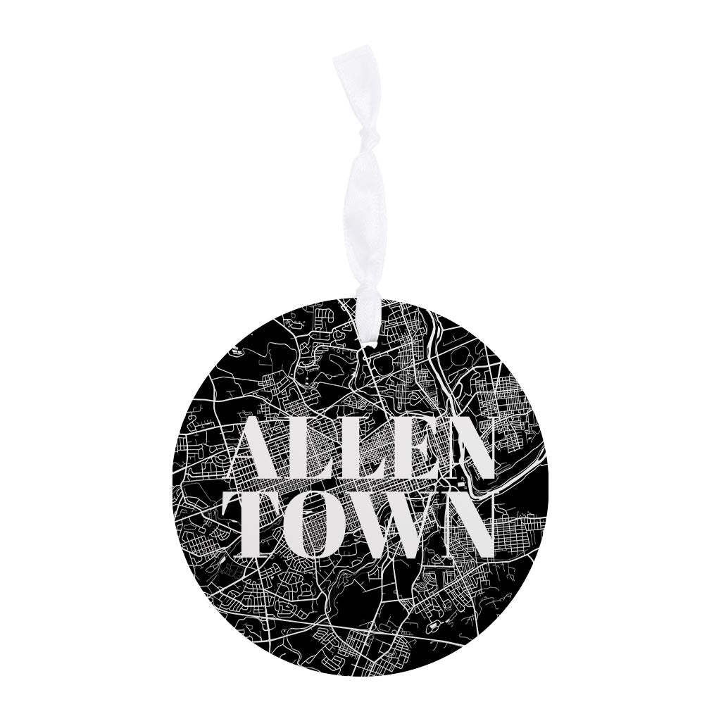 Minimalistic B&W Pennsylvania Allentown Map | Wood Ornament | Eaches | Min 6