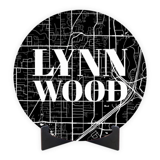 Minimalistic B&W Washington Lynnwood Map | Wood Sign | Eaches | Min 1