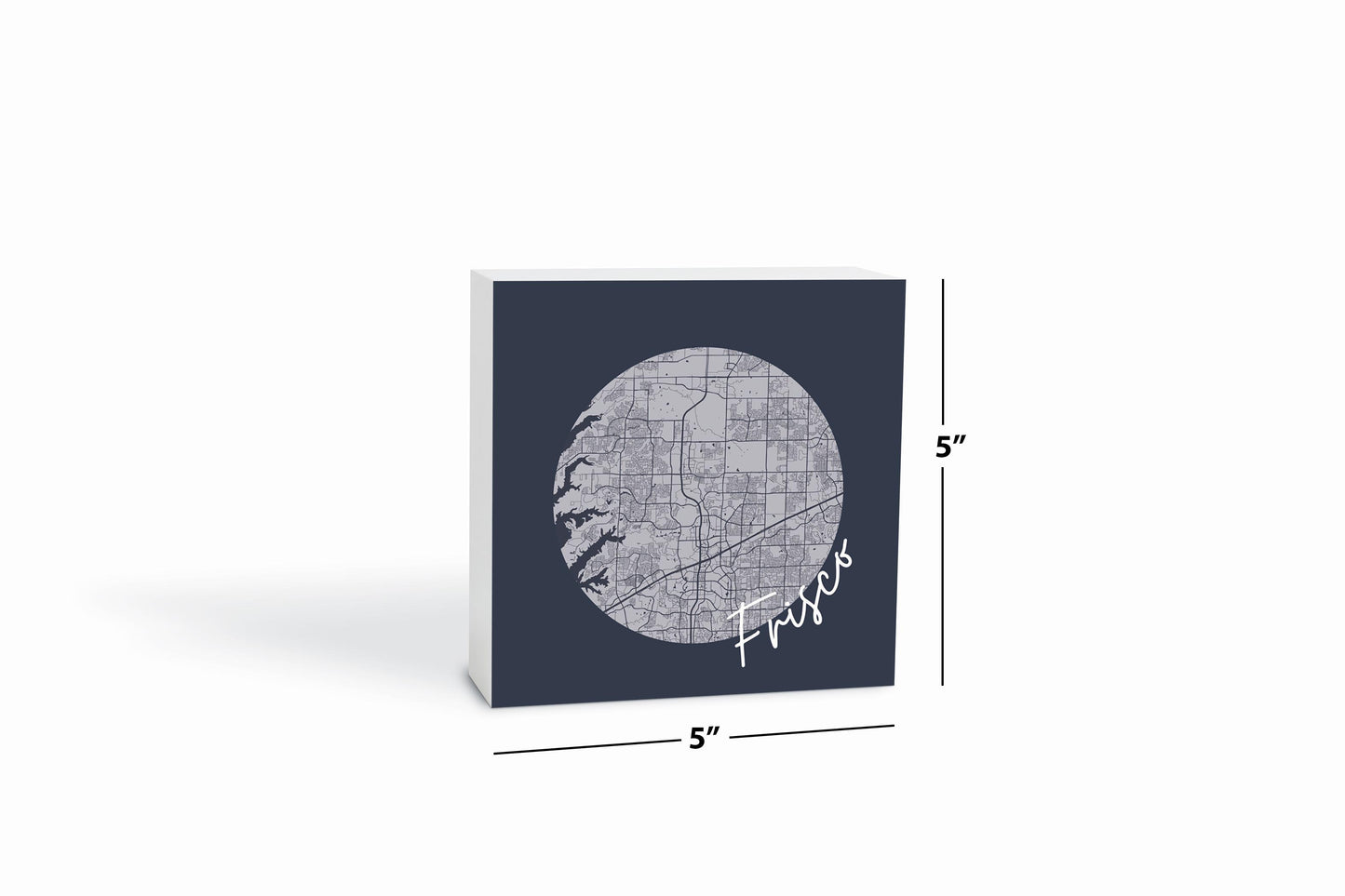 Modern Minimalist Texas Colors Frisco Circle Map | Wood Block | Eaches | Min 4
