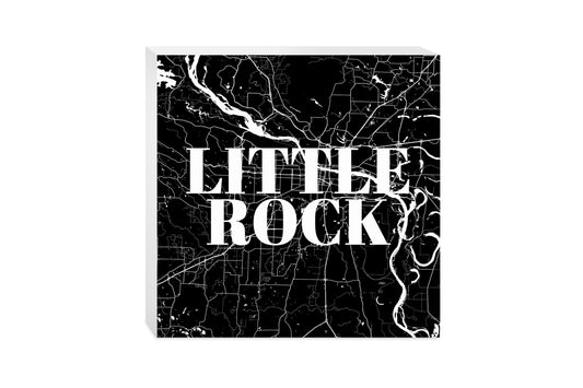 B&W Minimalist Arkansas Little Rock Map | Wood Block | Eaches | Min 2