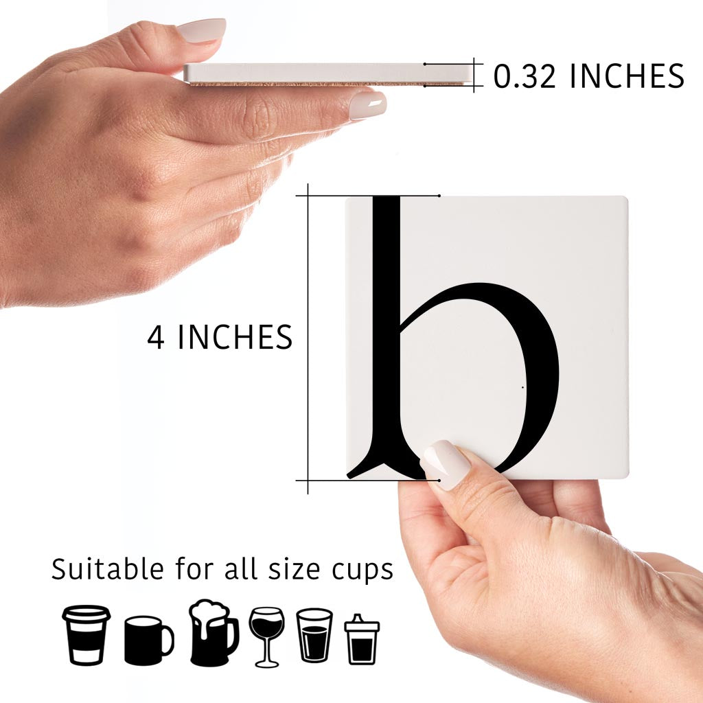 Minimal Monogram B| Absorbent Coasters | Set of 4 | Min 2