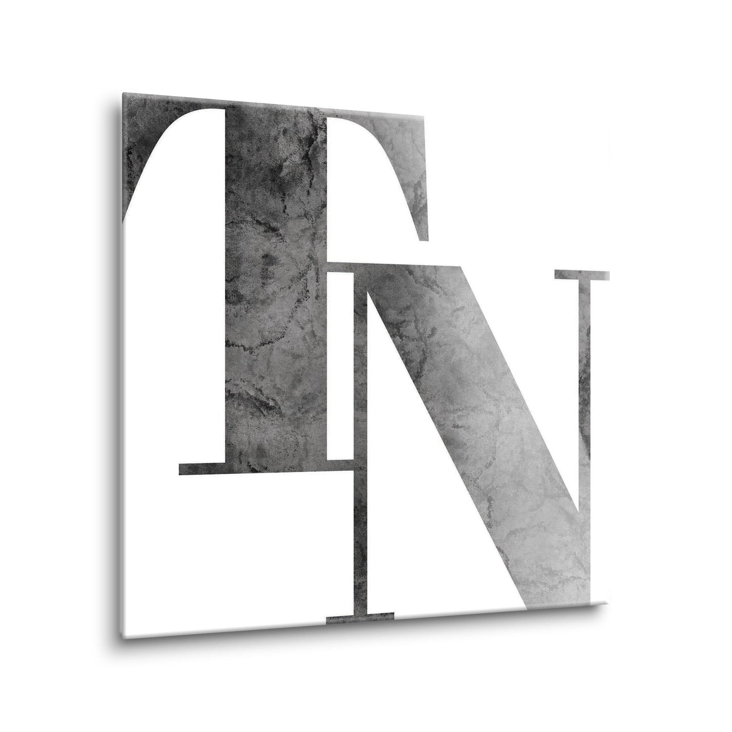 Minimalist B&W Tennessee White Initials | Hi-Def Glass Art | Eaches | Min 1