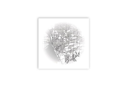 Minimalistic B&W New York Buffalo Faded Circle Map | Wood Sign | Eaches | Min 2