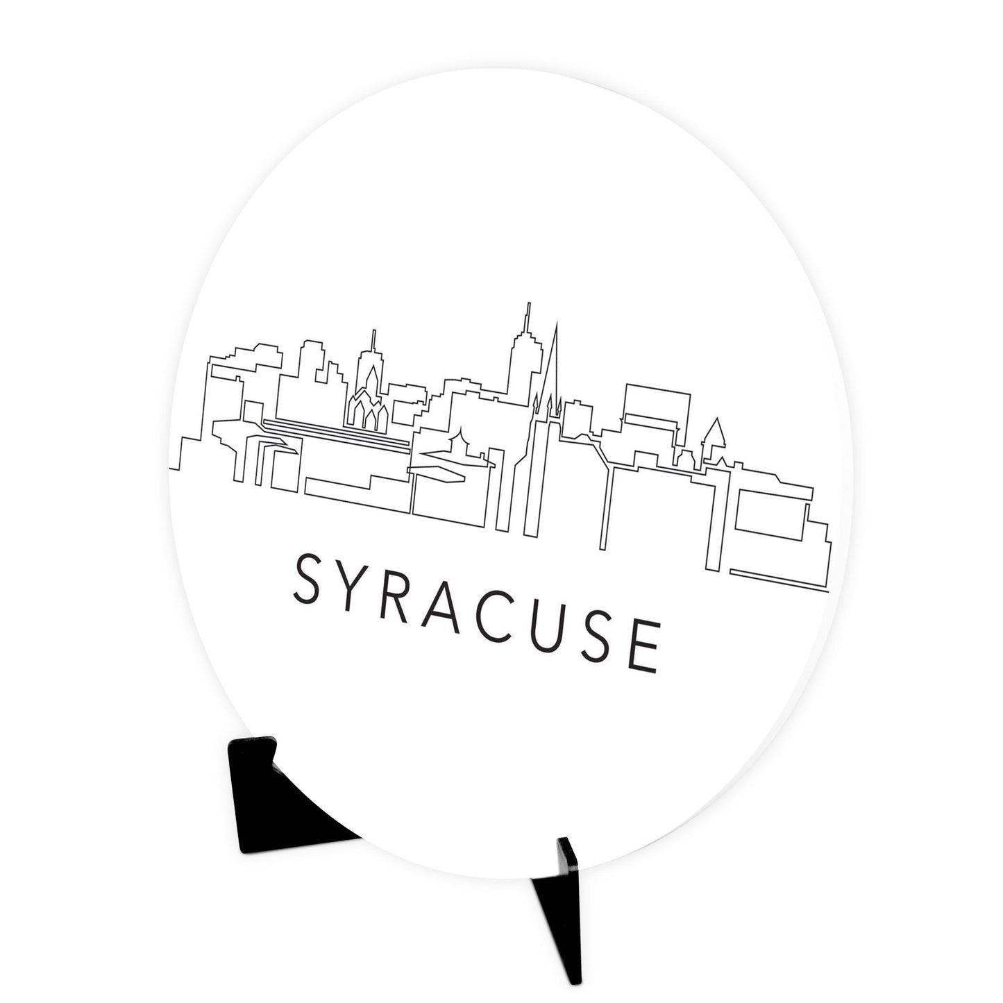 Minimalistic B&W New York Syracuse Skyline | Wood Sign | Eaches | Min 1