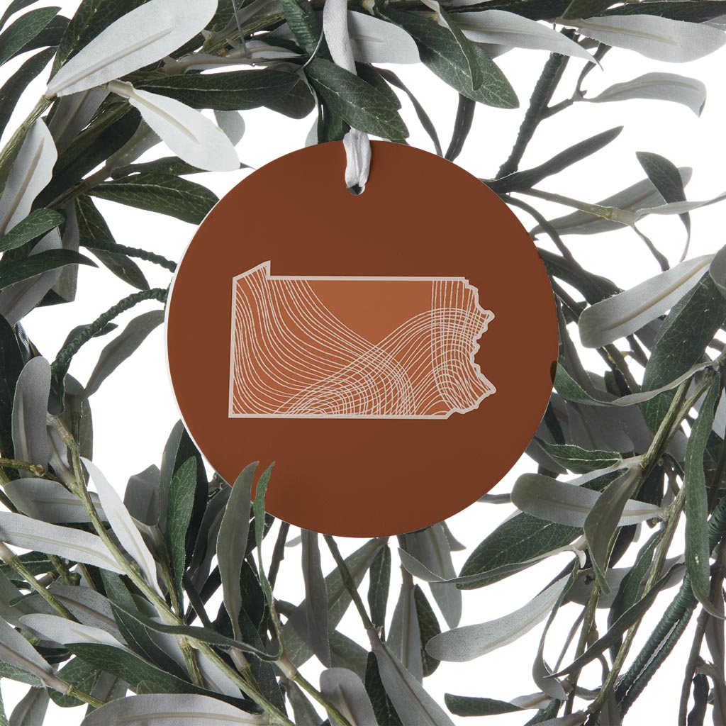 Modern Minimalist Pennsylvania State Lines Dark| Wood Ornament | Eaches | Min 6