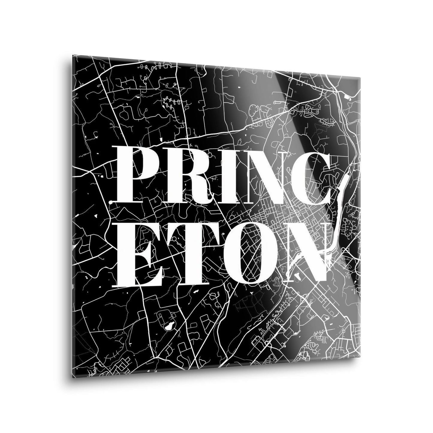 Minimalistic B&W New Jersey Princeton Map | Hi-Def Glass Art | Eaches | Min 2