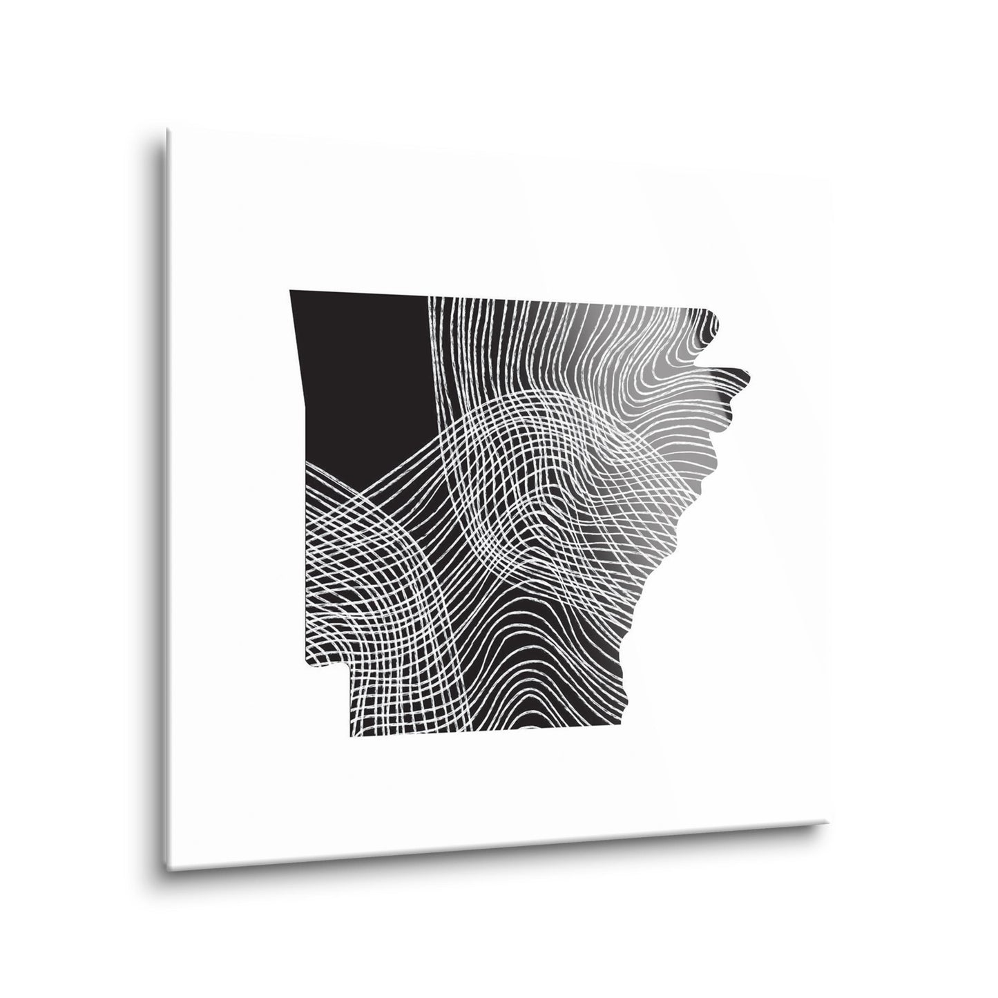B&W Minimalist Arkansas Fluid Lines | Hi-Def Glass Art | Eaches | Min 2