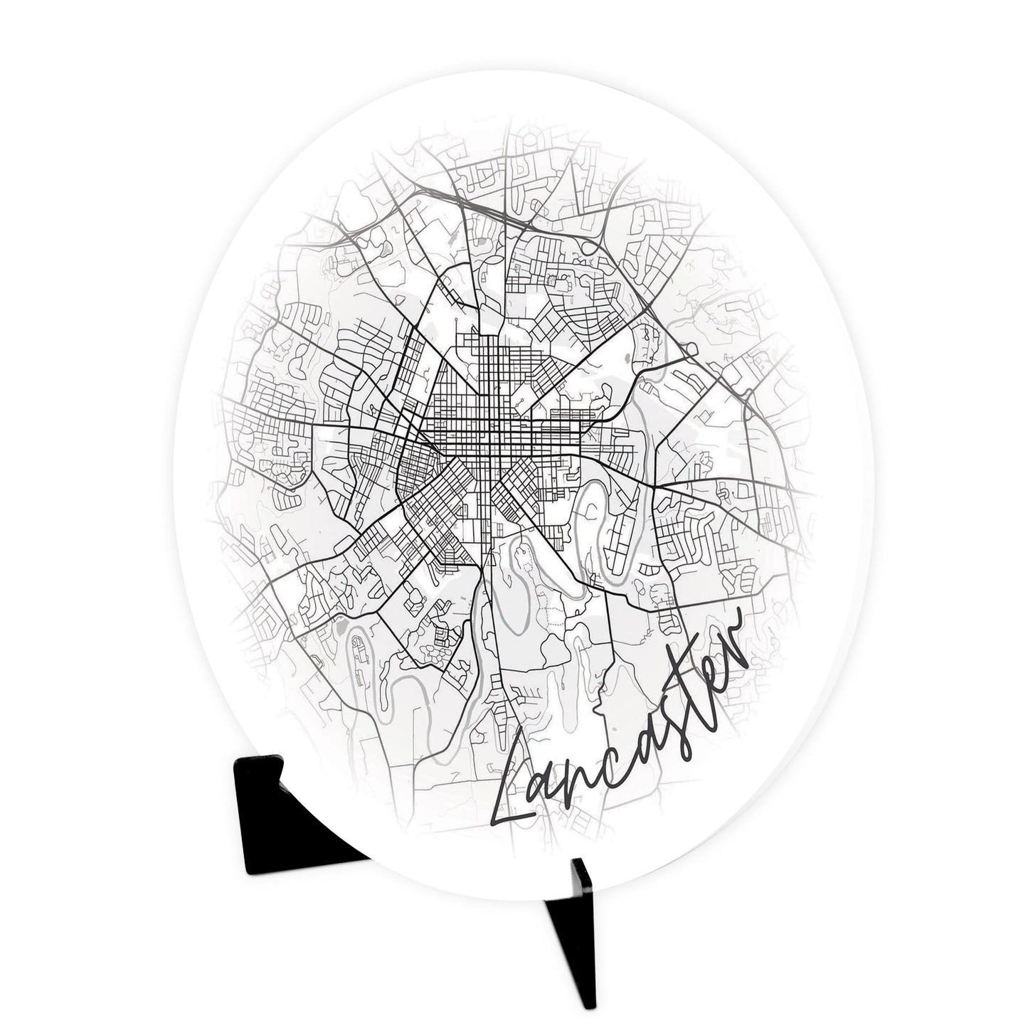 Minimalistic B&W Pennsylvania Lancaster Circle Map | Wood Sign | Eaches | Min 1