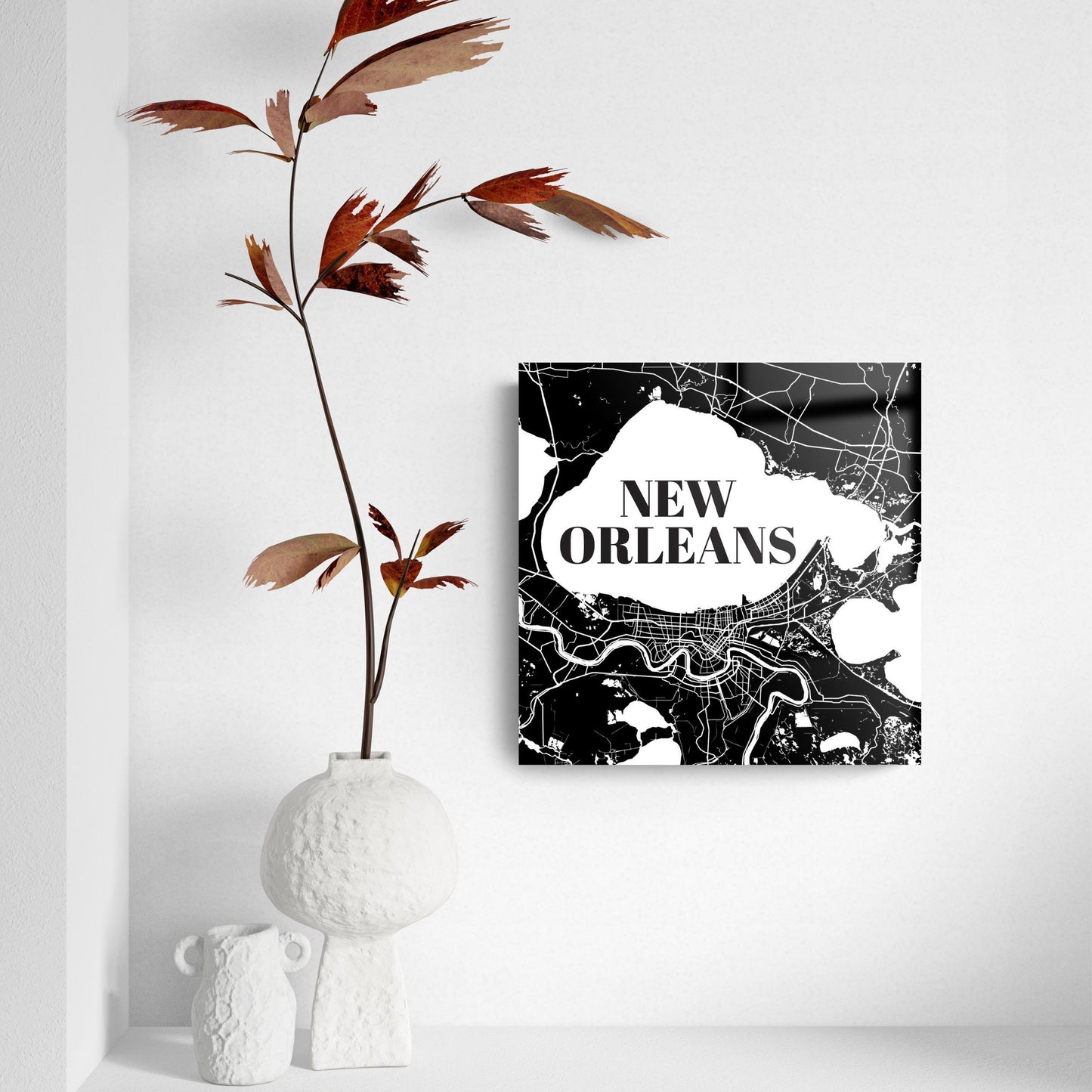 Modern Louisiana New Orleans Map | Hi-Def Glass Art | Eaches | Min 2
