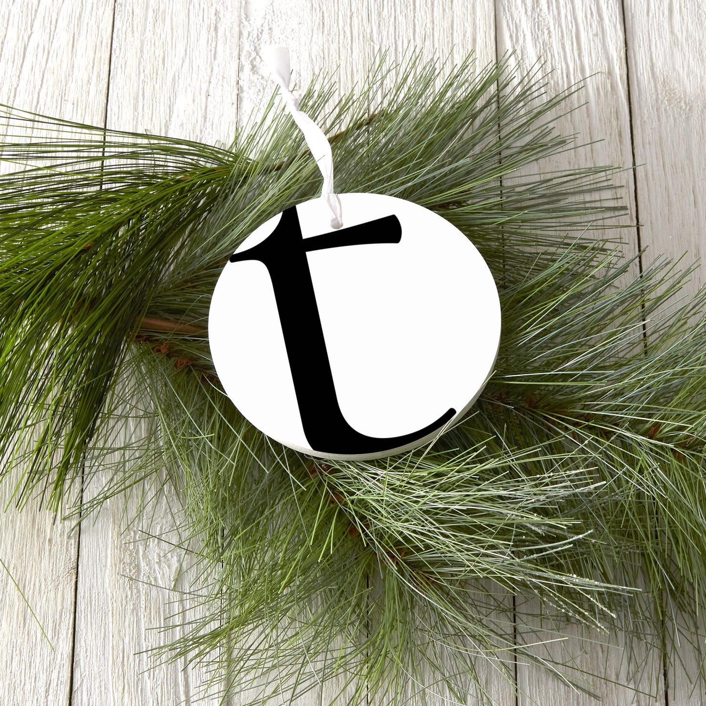 Minimalist Monogram T Circle| Wood Ornament | Eaches | Min 6