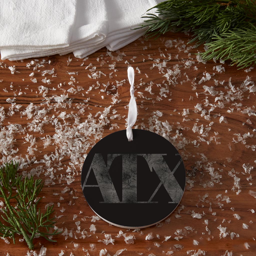 Minimalistic B&W Texas Austin Black Initials | Wood Ornament | Eaches | Min 6