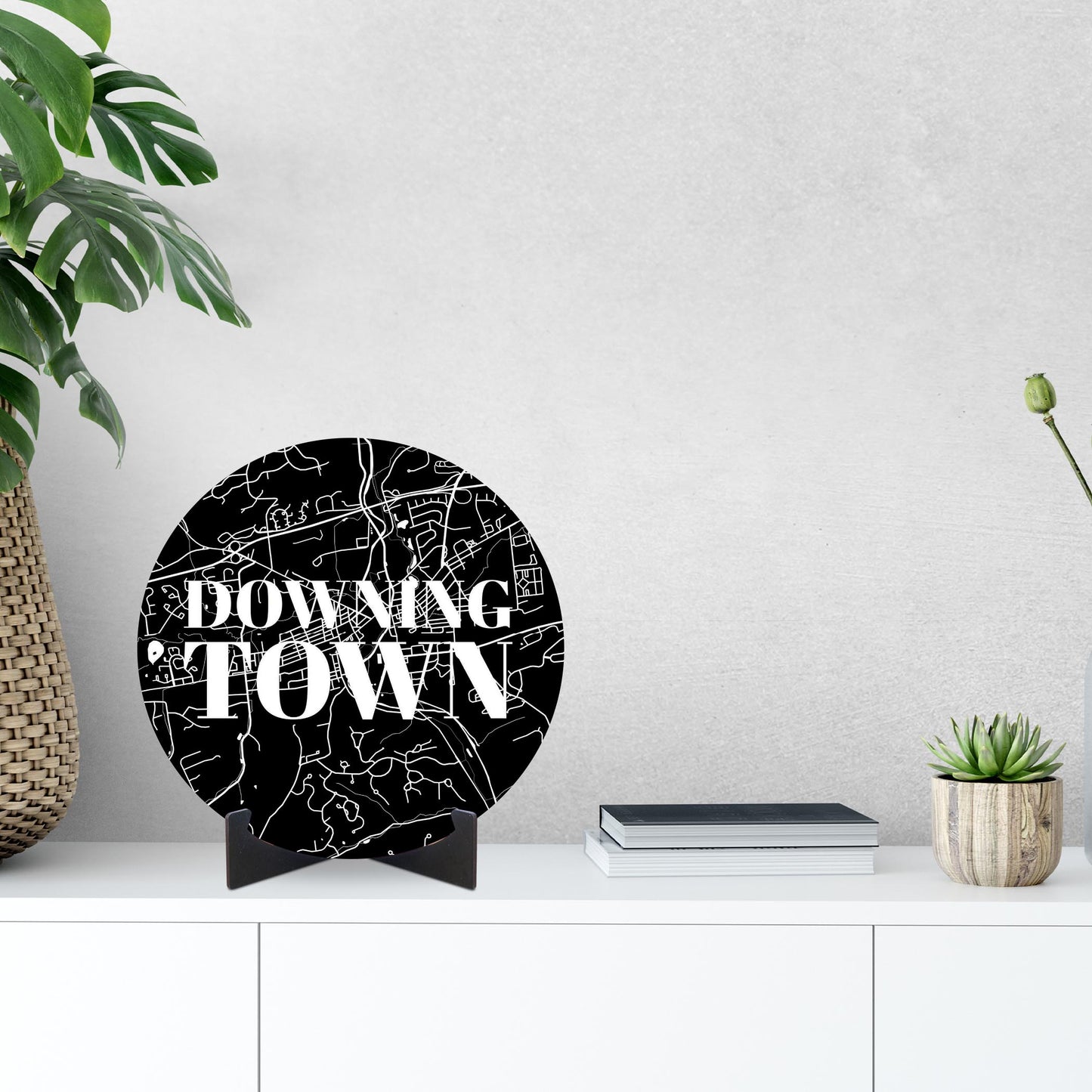 Minimalistic B&W Pennsylvania Downingtown Map | Wood Sign | Eaches | Min 1