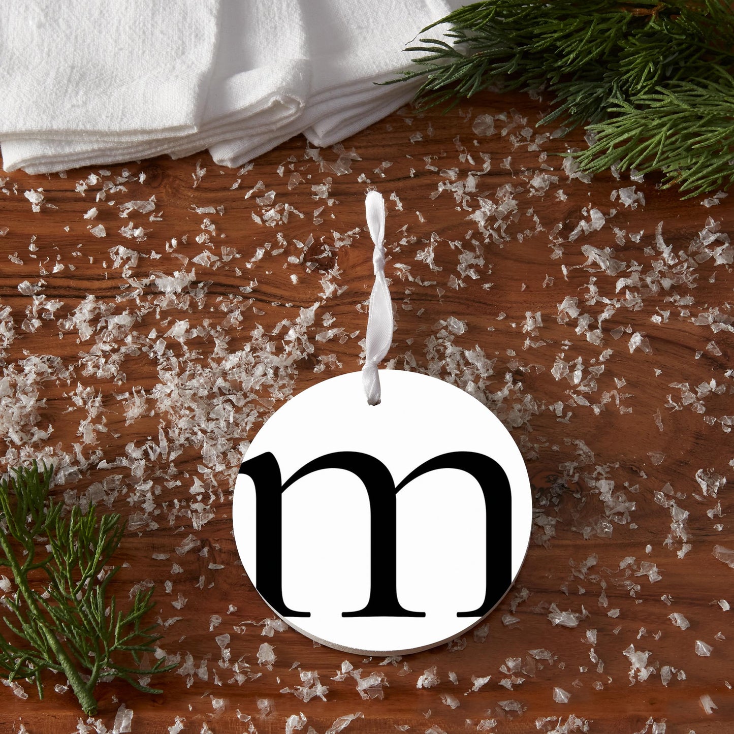 Minimalist Monogram M| Wood Ornament | Eaches | Min 6